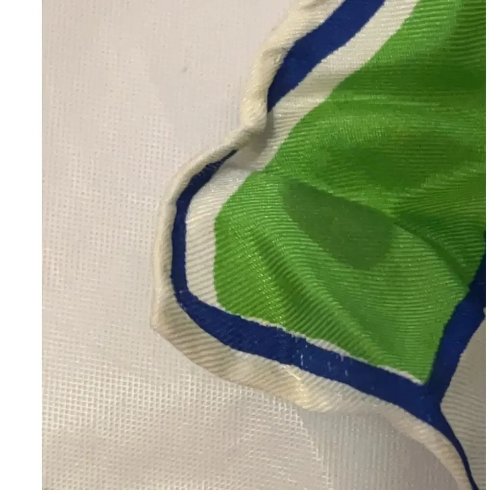 Vintage Vera Neumann Scarf - Signed - Hand Rolled Made in Japan - Green & Blue